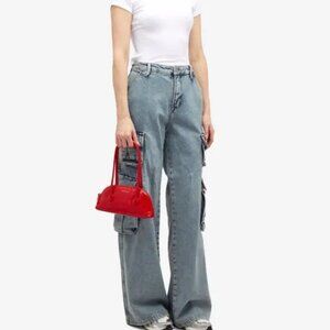 good american | denim cargo pant | 20 US | wide leg | relaxed | indigo